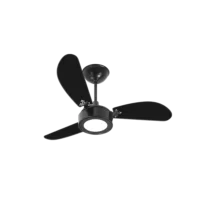 Ventilador New Light LED Preto 12W 6000K 3 Pás PLQ 220V